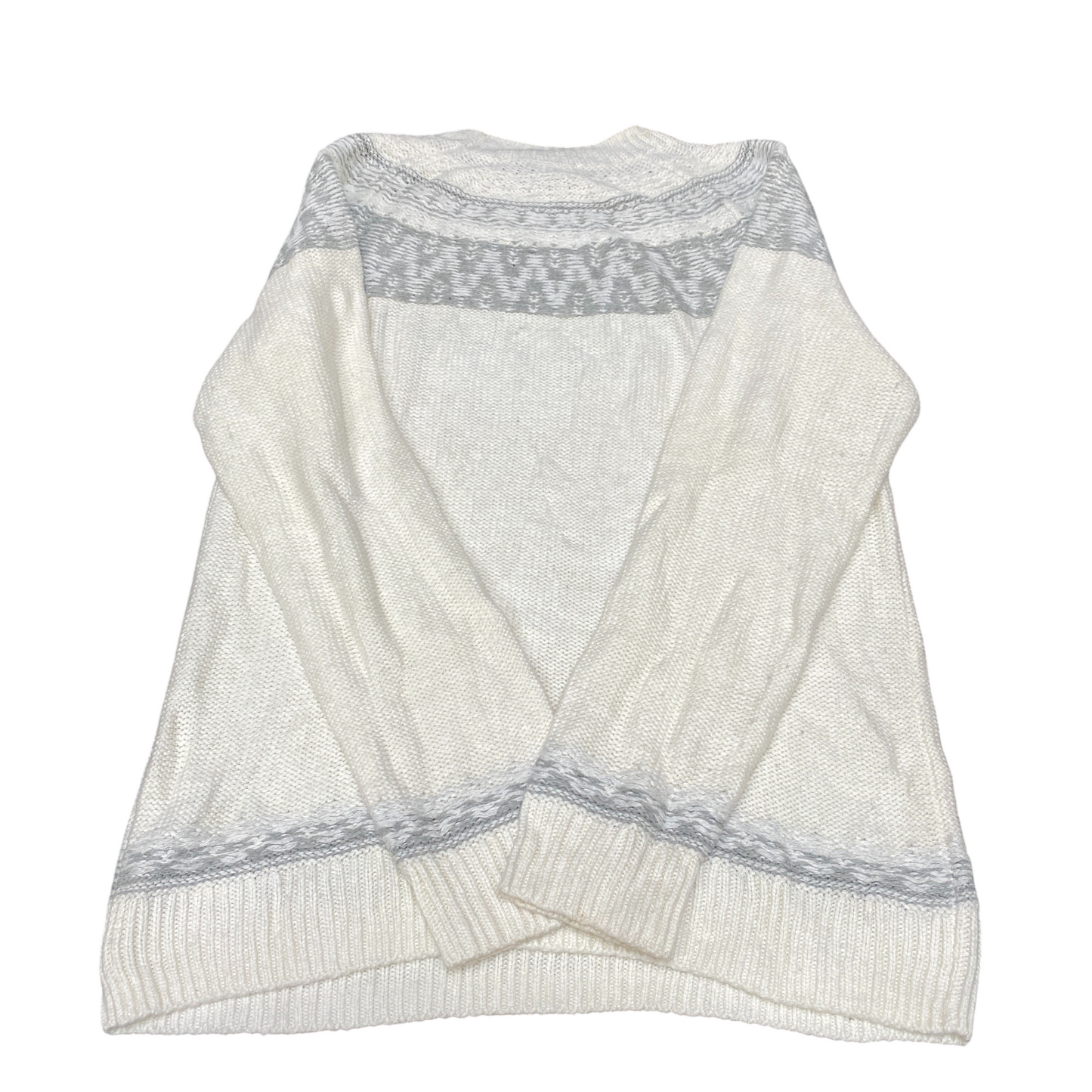 Gap Jumper Womens Large White Grey Fair Isle Wool Blend Long Sleeve Crew Neck