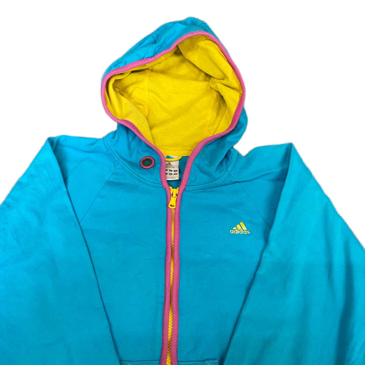 Adidas Hoodie Womens M Blue Lined Embroidered Logo Thumbhole Sleeve Full Zipper