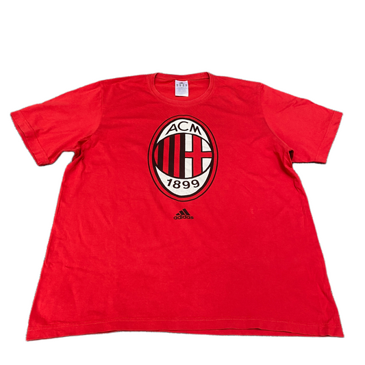 Adidas T-Shirt Mens Large Red Short Sleeve Pullover AC Milan 1899 Graphic Tee