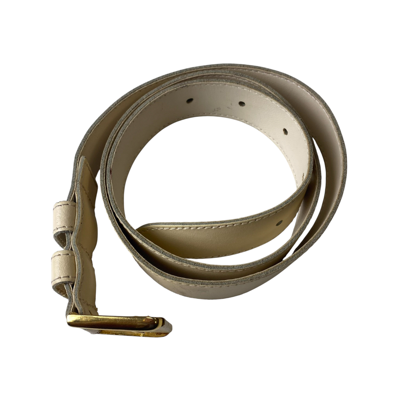 Vroom & Dreesmann Classic Waist Belt Womens Size 41 in Ivory Gold Tone Buckle