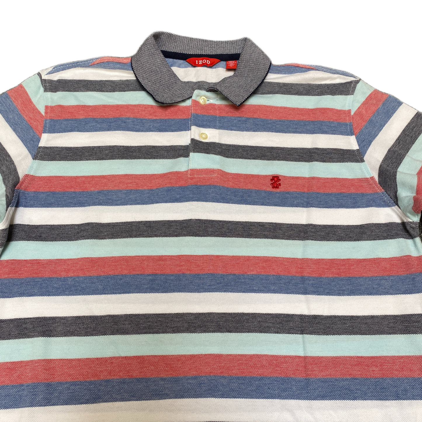 Izod Advantage Polo Shirt Mens Medium Multi Striped Golf Performance Popover