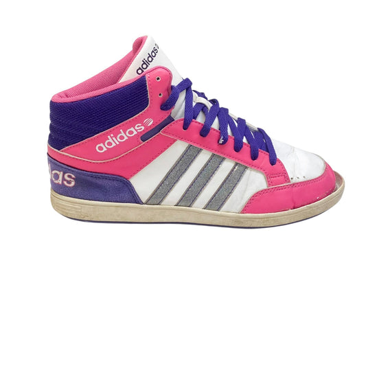 Adidas Hoops Mid 2.0 Athletic Sneakers Juniors 5.5 Pink Purple Leather Lace Up
