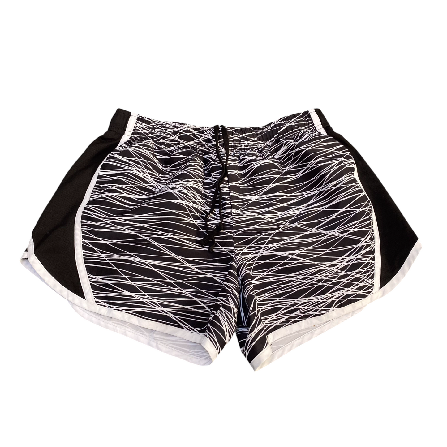 Running Sprinter Shorts Womens S Black White Brief-Lined Athletic Elastic Waist