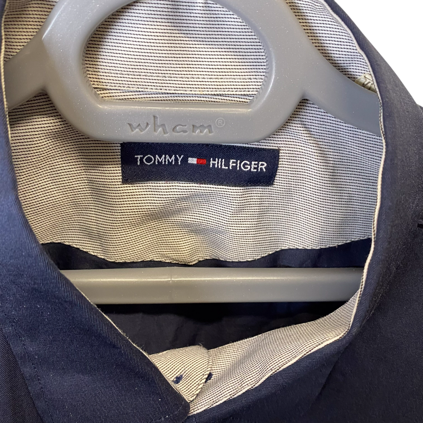 Tommy Hilfiger Shirt Mens Medium Blue Logo Long Sleeve Collar Casual Button Down