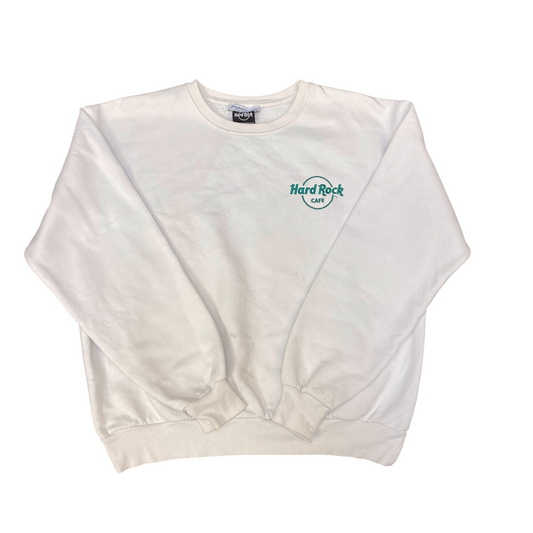 Hard Rock Cafe Sweatshirt Womens Large White Long Sleeve Crew Neck Pullover