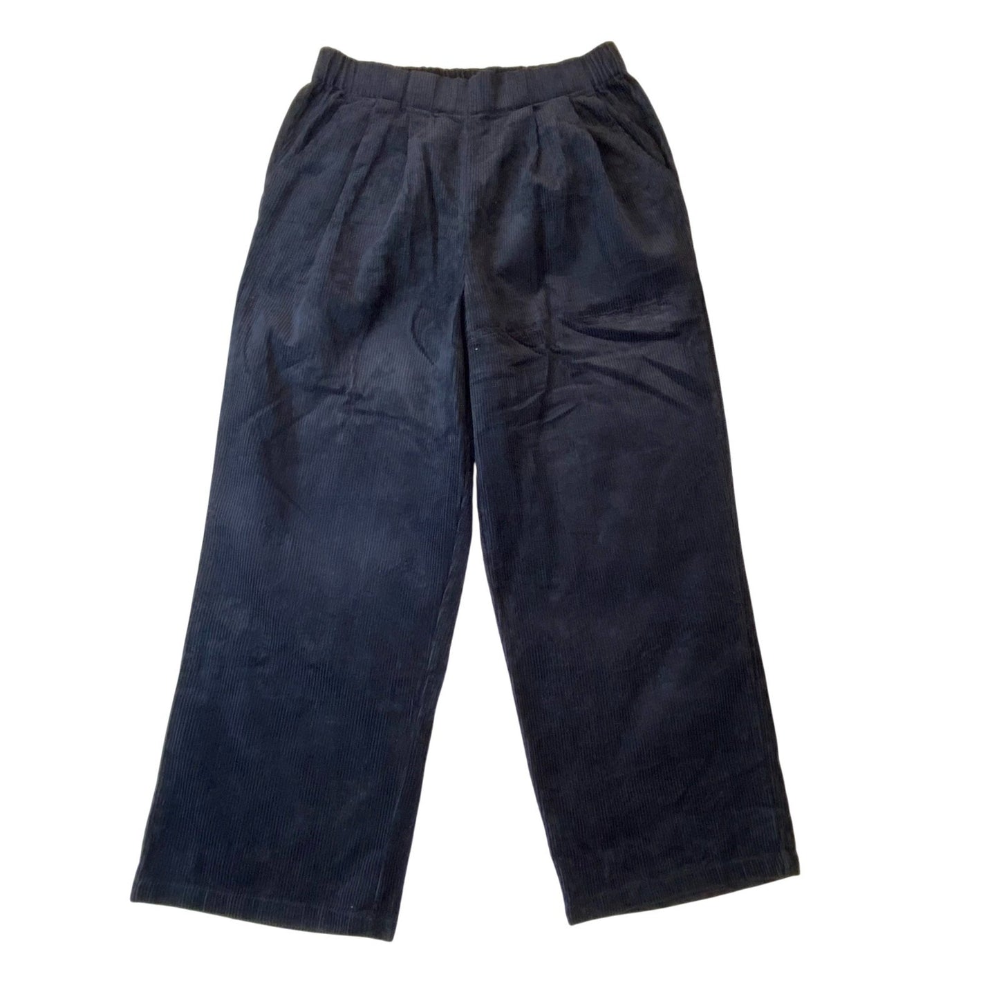 Womens Trousers Medium W29 L25 Blue Corduroy Straight Leg Elastic Waist Pull On