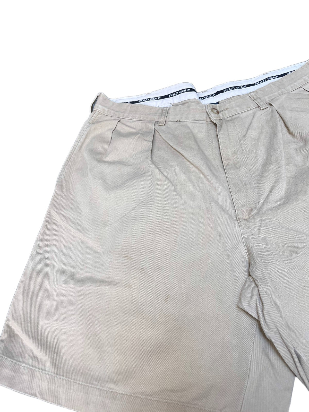 Polo Golf by Ralph Lauren Chino Shorts Fits as Mens XL 36" Waist Khaki Pleated
