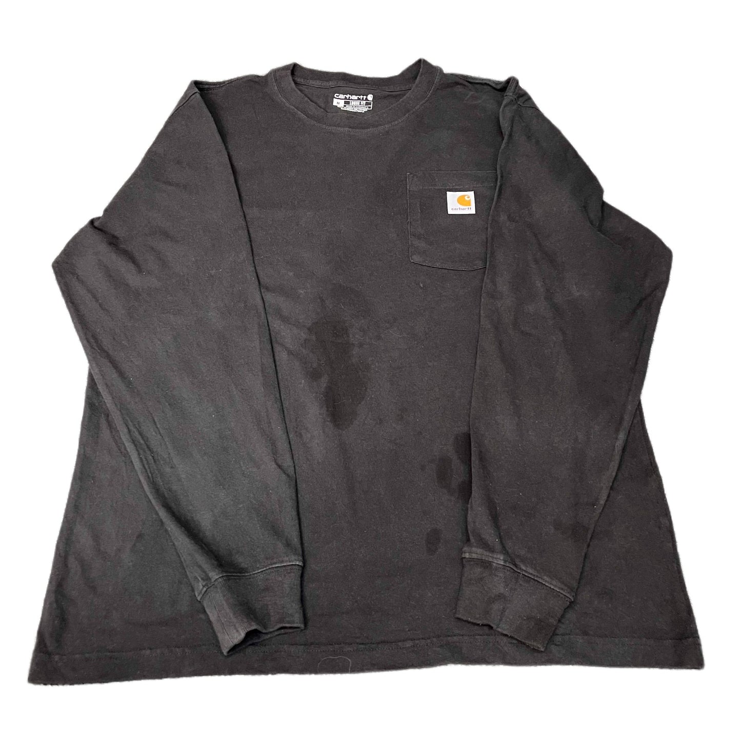 Carhartt Pocket T-Shirt Mens M Black Loose Fit Long Sleeve Pullover Summer Tee