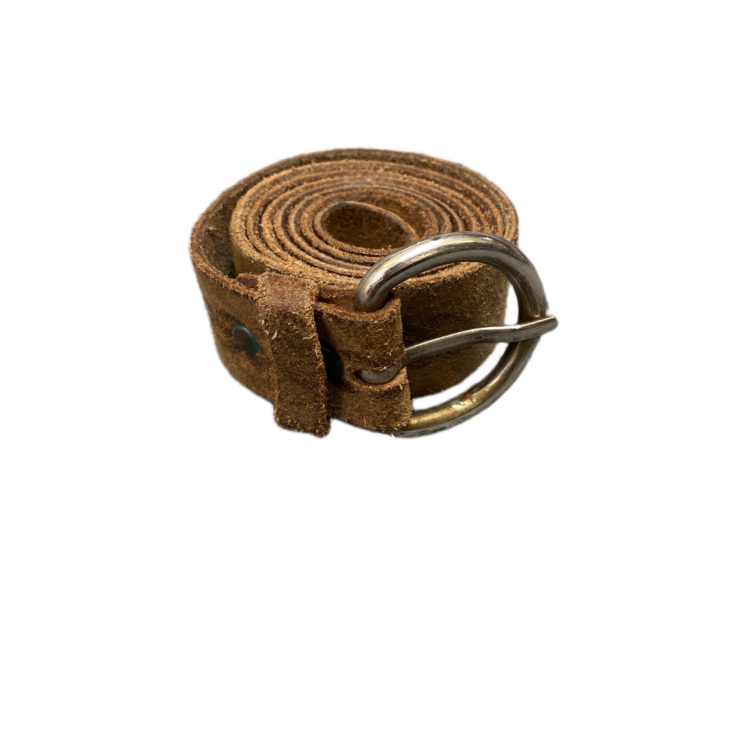 Waist Belt Mens Rugged Brown Leather Adjustable Silver D-Shape Buckle 41 Inches