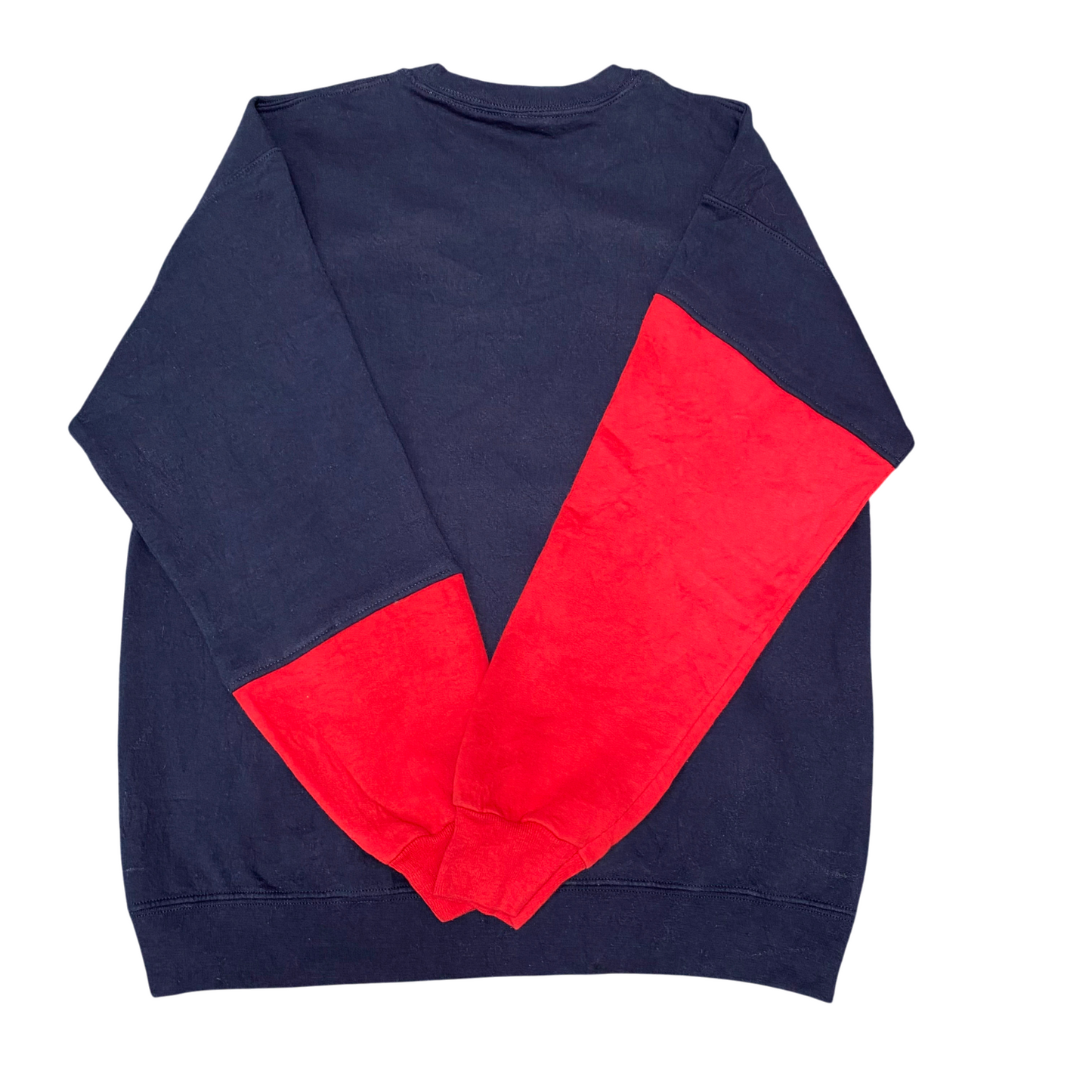 Nike Reworked Sweatshirt Mens Medium Blue Red Embroidered Spell Out Logo Y2K