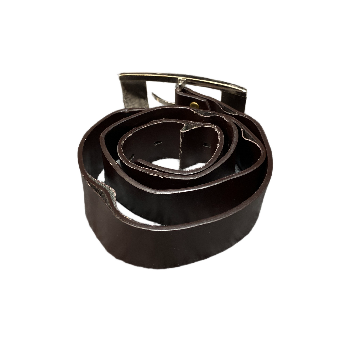 Waist Belt Mens Medium Brown Leather Adjustable Rectangular Buckle 37 Inches