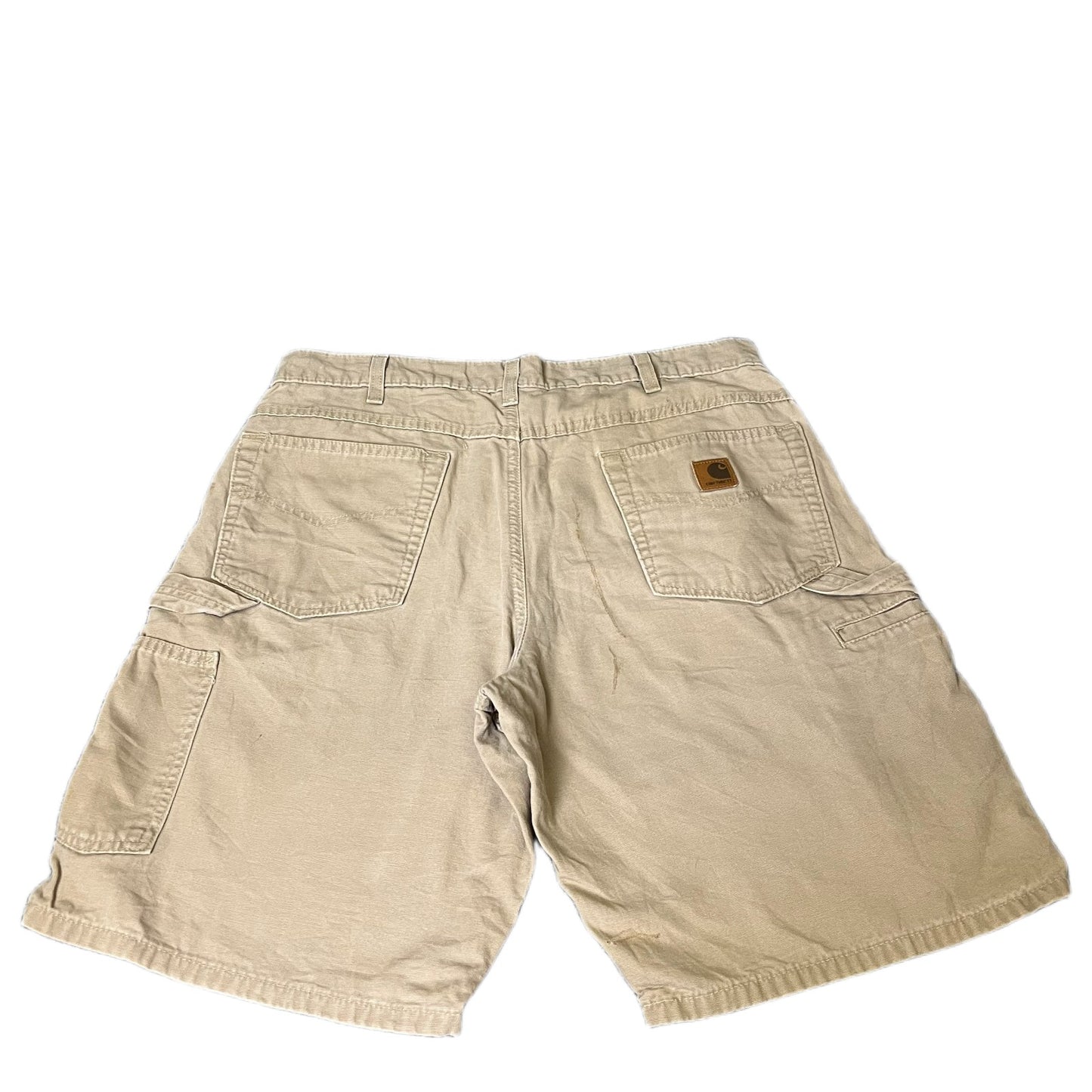 Carhartt Carpenter Shorts Fits as Mens L 34" Waist Beige Canvas Utility Workwear