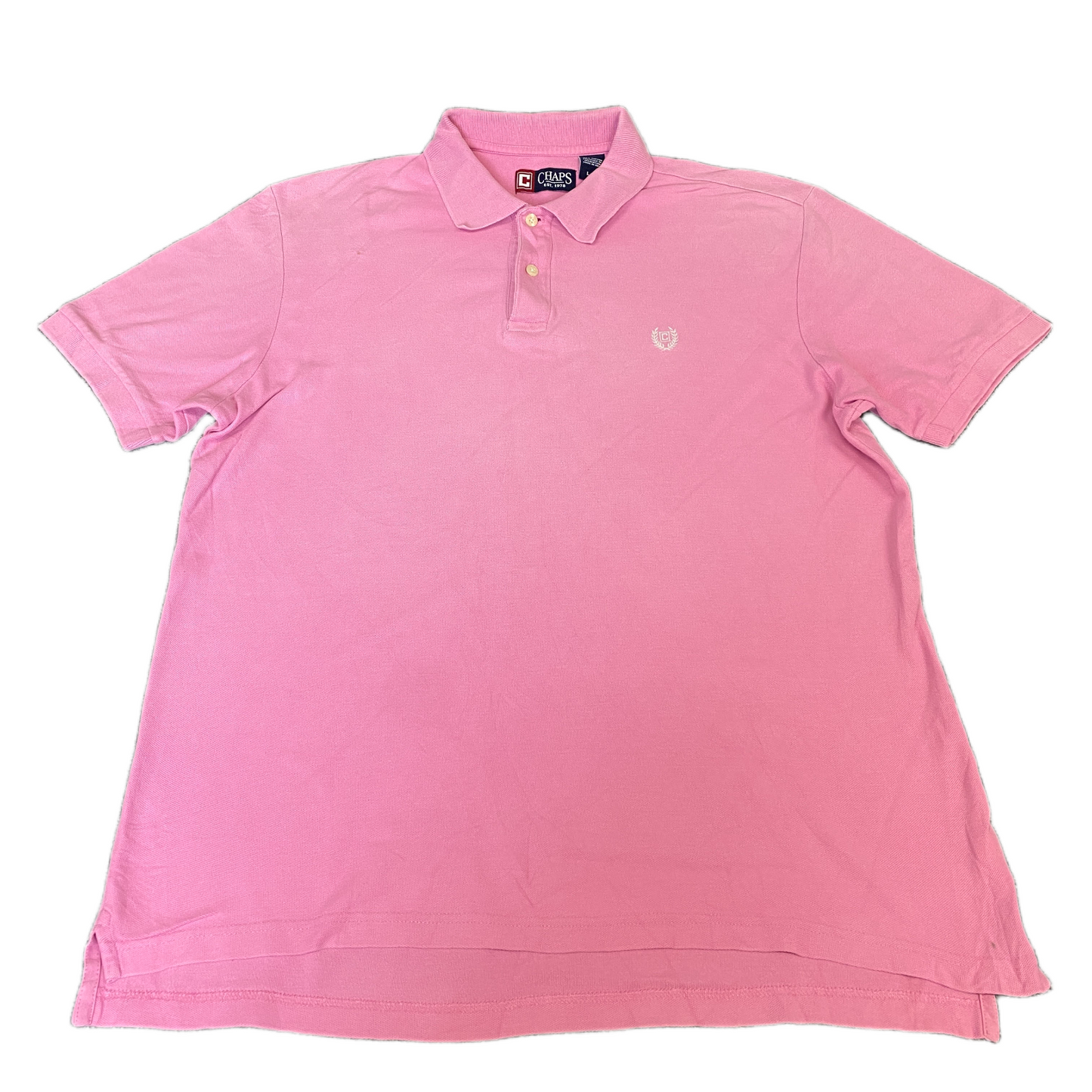 Chaps Polo Shirt Mens Large Pink Golf Performance High Low Slit Collared Popover