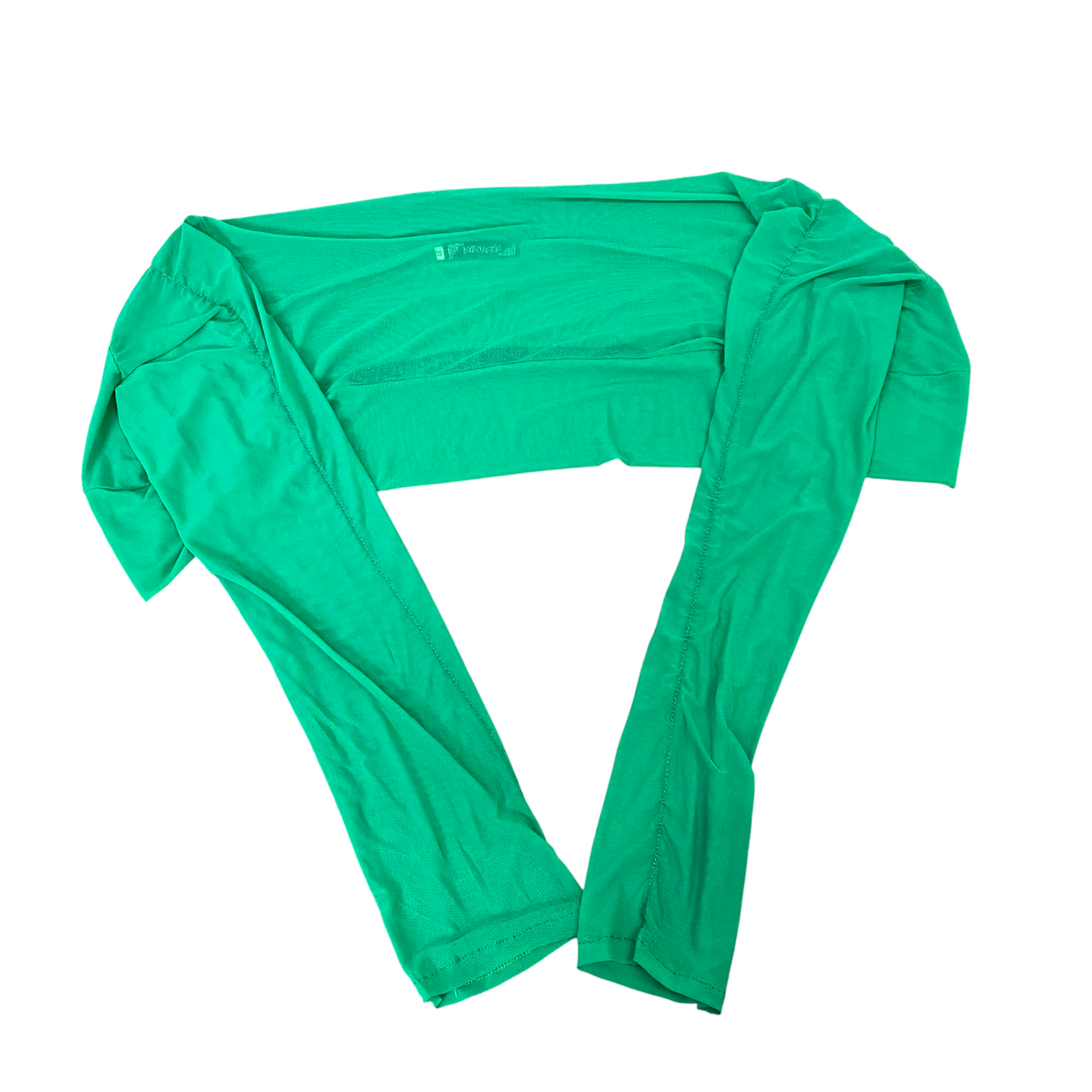 Rimoda Cropped Top Womens XL Green Mesh Boat Neck Casual Long Sleeve Pullover