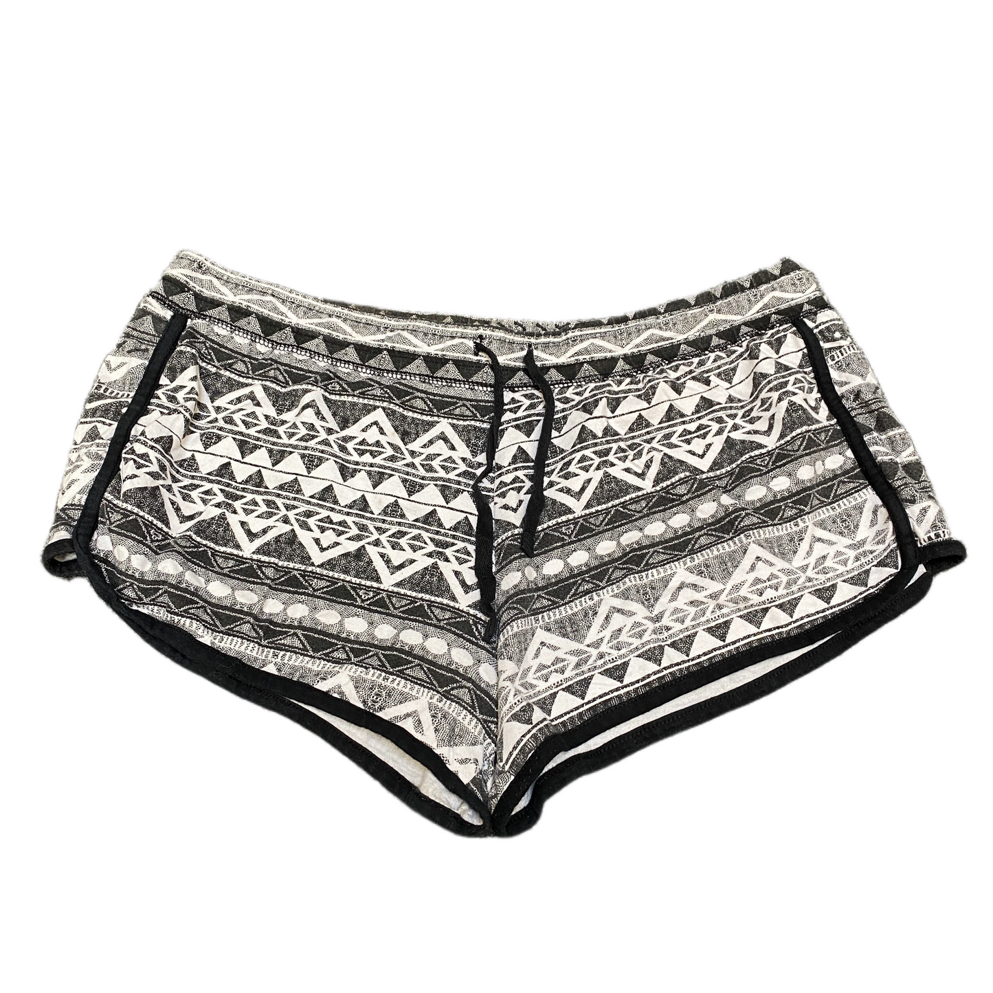Running Sprinter Shorts Women L 32" Waist Black White Patterned Athletic Workout