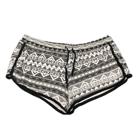 Running Sprinter Shorts Women L 32" Waist Black White Patterned Athletic Workout