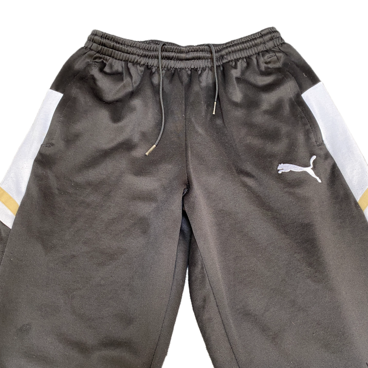 PUMA Track Pants Fits as Mens 25" Waist Black Gym Drawstring Ankle Zip Trousers