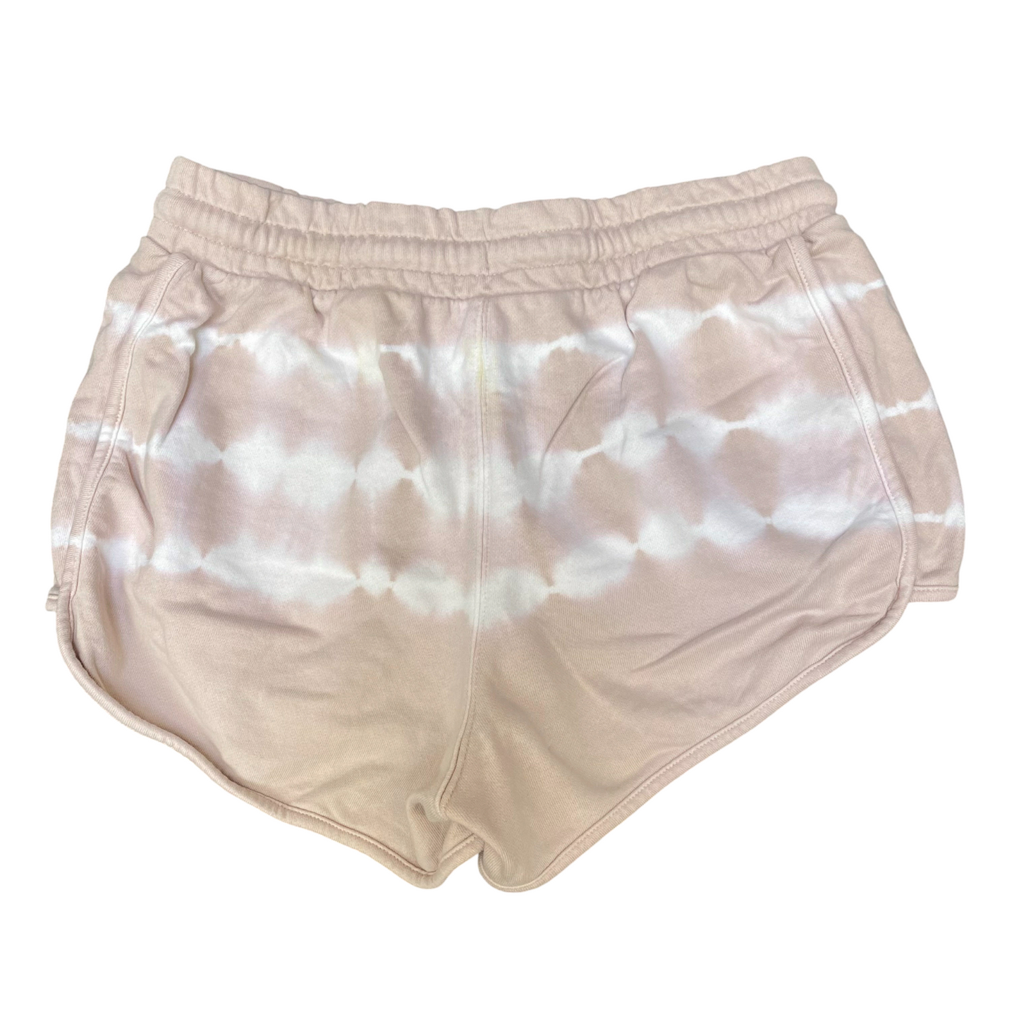 Running Sprinter Shorts Womens Small Beige Tie Dye French Terry Drawstring Waist