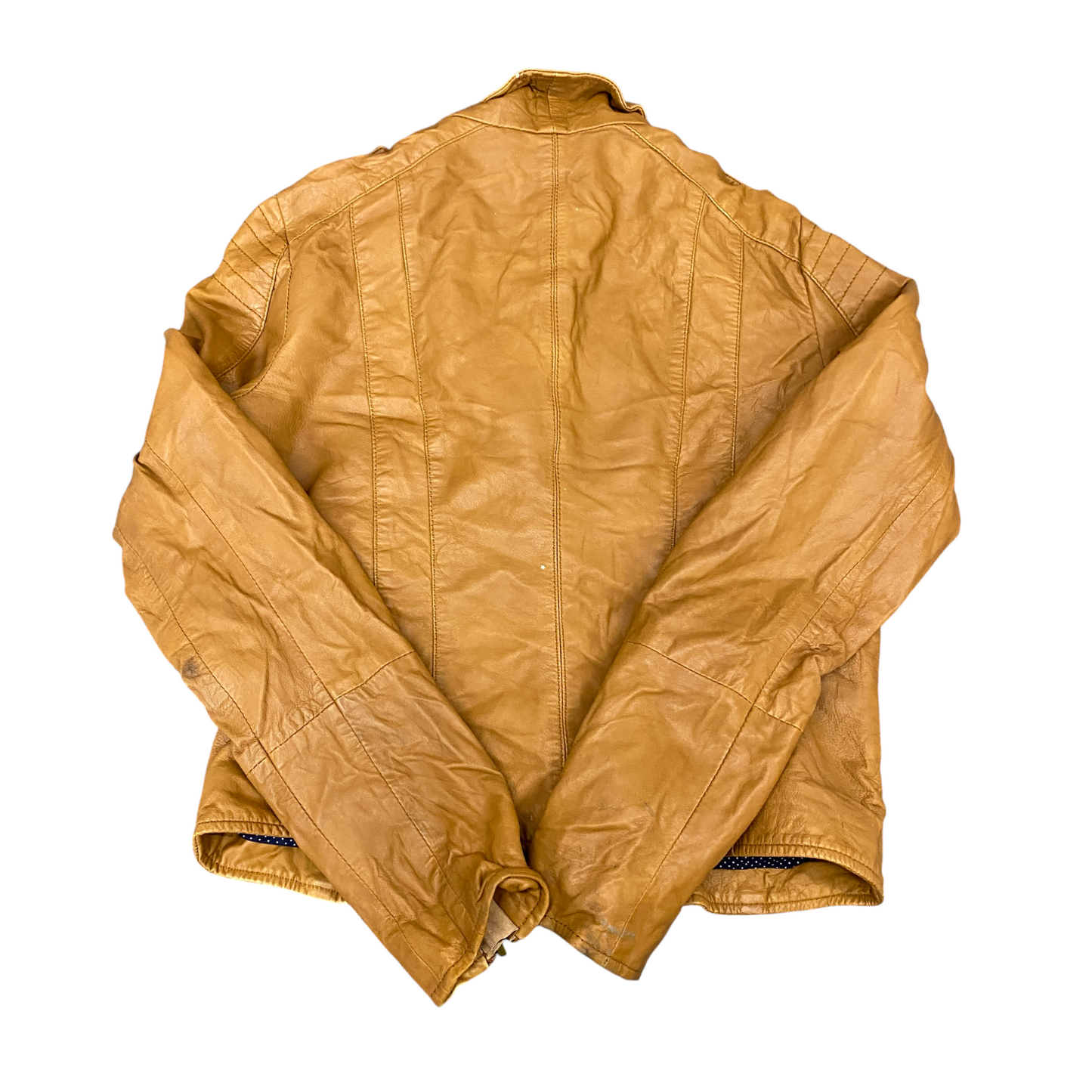 Esprit Leather Motorcycle Jacket Womens Medium Brown Notch Lapel Single Breasted