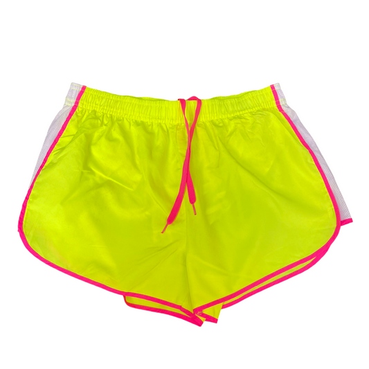 Running Sprinter Shorts Womens Medium Green Side Mesh Athletic Gym Dolphin Hem