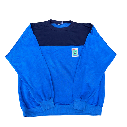 Crane Sports Sweatshirt Mens Medium Blue Long Raglan Sleeve Crew Neck Pullover