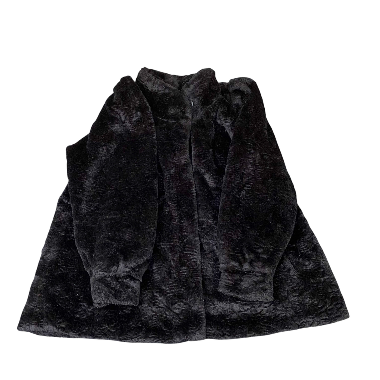 Julies Collection Faux Fur Jacket Womens L Black Lined Long Sleeve Button Front