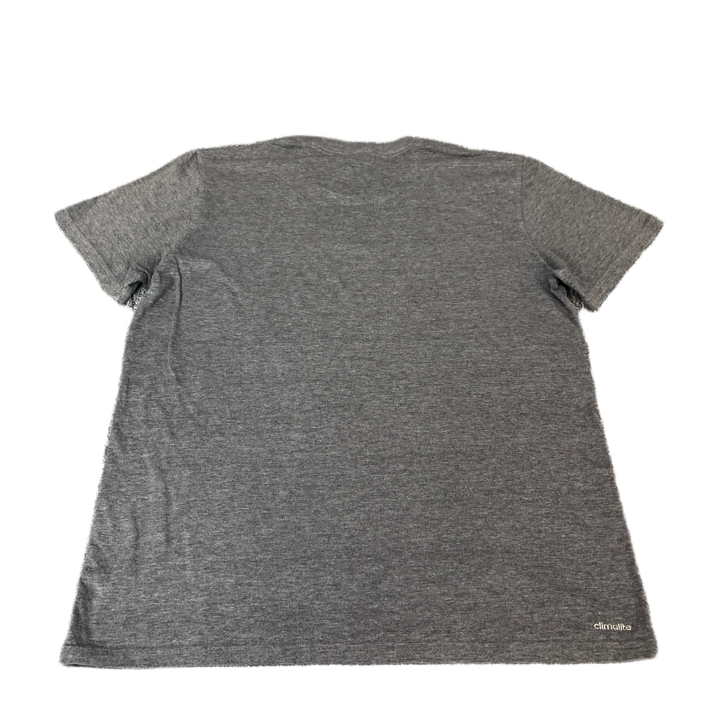 Adidas The Go-To Performance T-Shirt Womens L Grey Heathered Spell Out Logo Tee