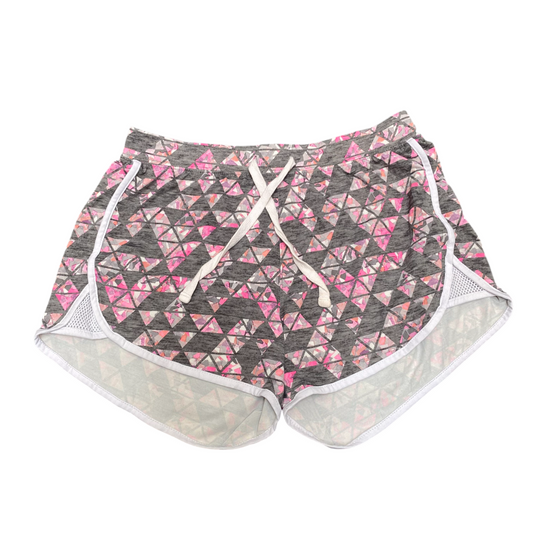 Running Sprinter Shorts 27W Grey Geometric Elastic Waist Drawstring Dolphin Hem