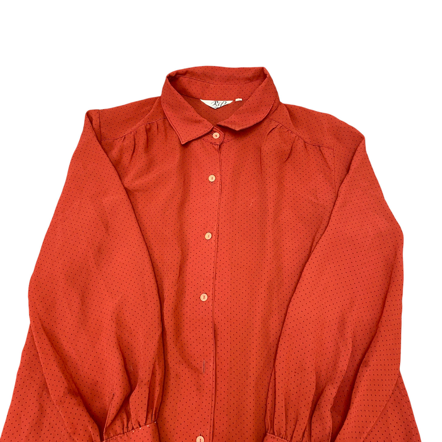 Rip Shirt Top Women M Red Polka Dot Casual Long Sleeve Collared Button Down