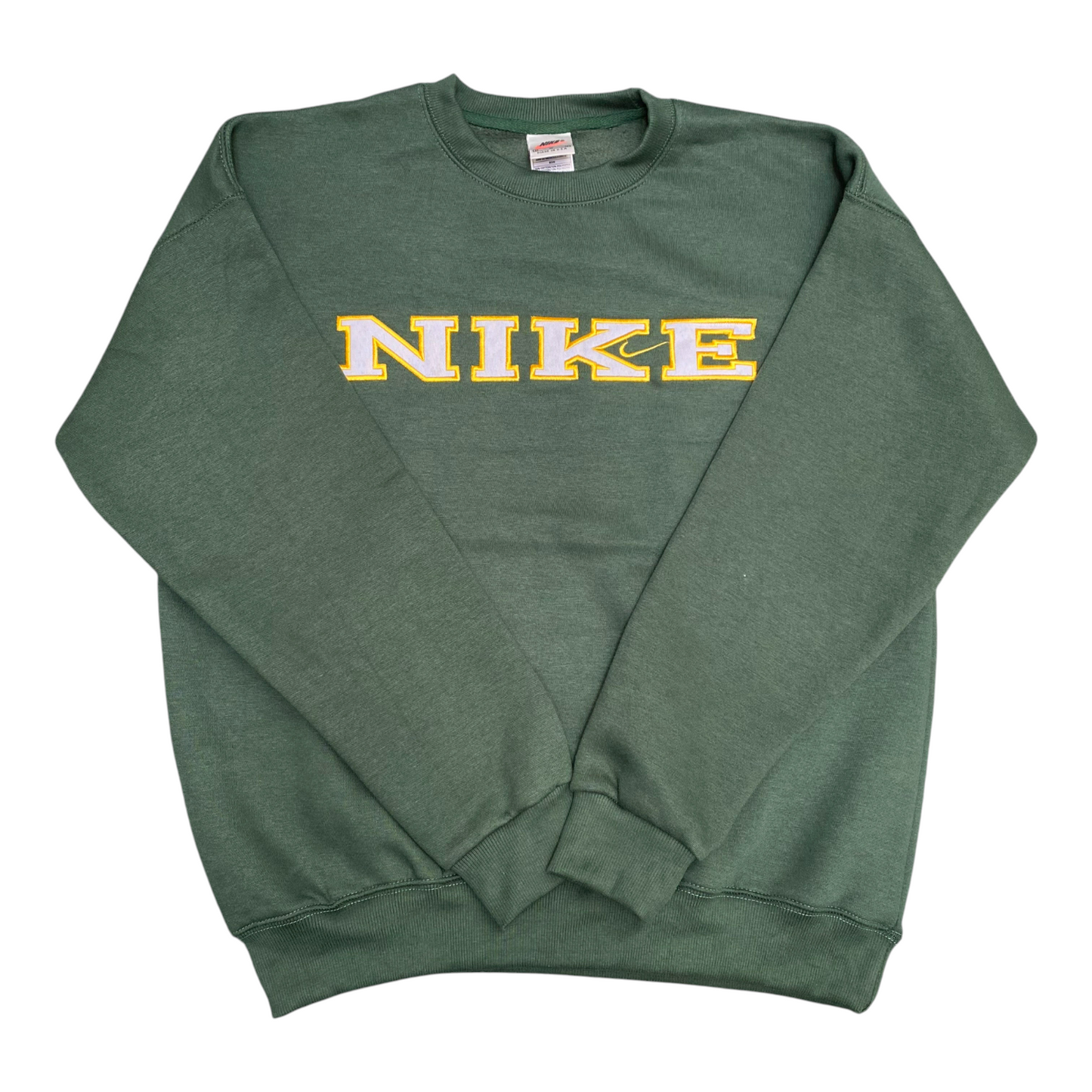 Nike Reworked Sweatshirt Mens M Green Heather Embroidered Long Sleeve Crew Neck