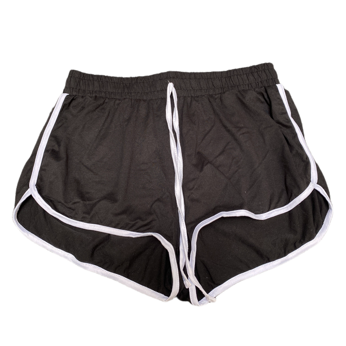 Running Sprinter Shorts Women L 30" Waist Black Athletic Gym Workout Dolphin Hem