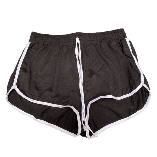 Running Sprinter Shorts Women L 30" Waist Black Athletic Gym Workout Dolphin Hem