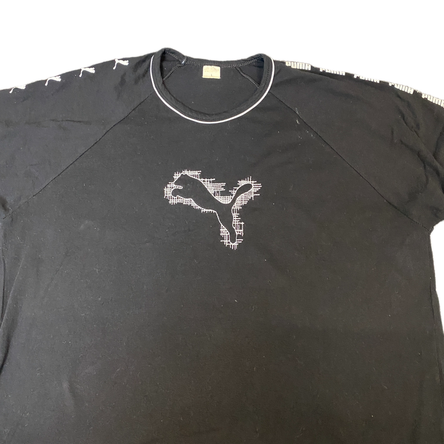 PUMA T-Shirt Womens Large Black Graphic Logo Short Sleeve Crew Neck Pullover Tee