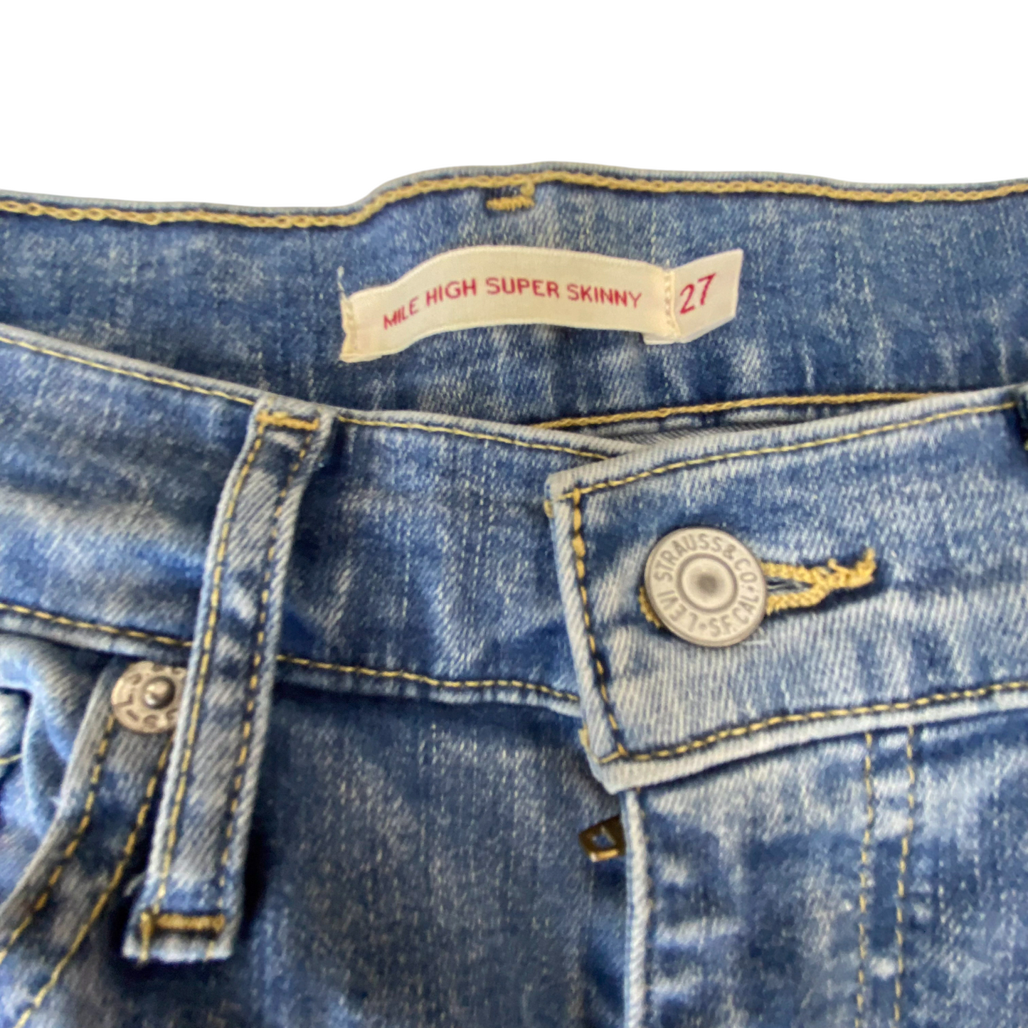 Levi's Jeans Womens Medium Blue Denim Mile High Super Skinny Pockets Outdoor