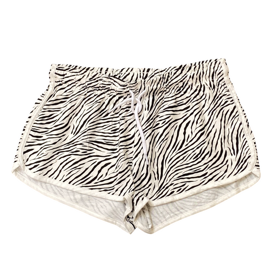 Primark Sprinter Running Shorts Womens XS White Black Zebra Print Dolphin Hem