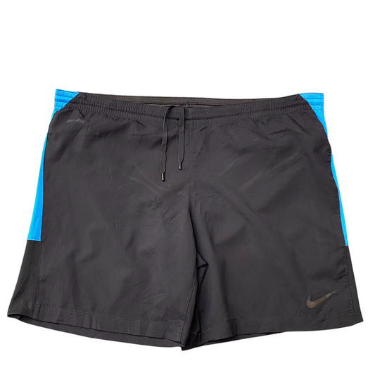 Nike Running Shorts Mens L Black Dri Fit Elastic Waist Drawstring Swoosh Logo