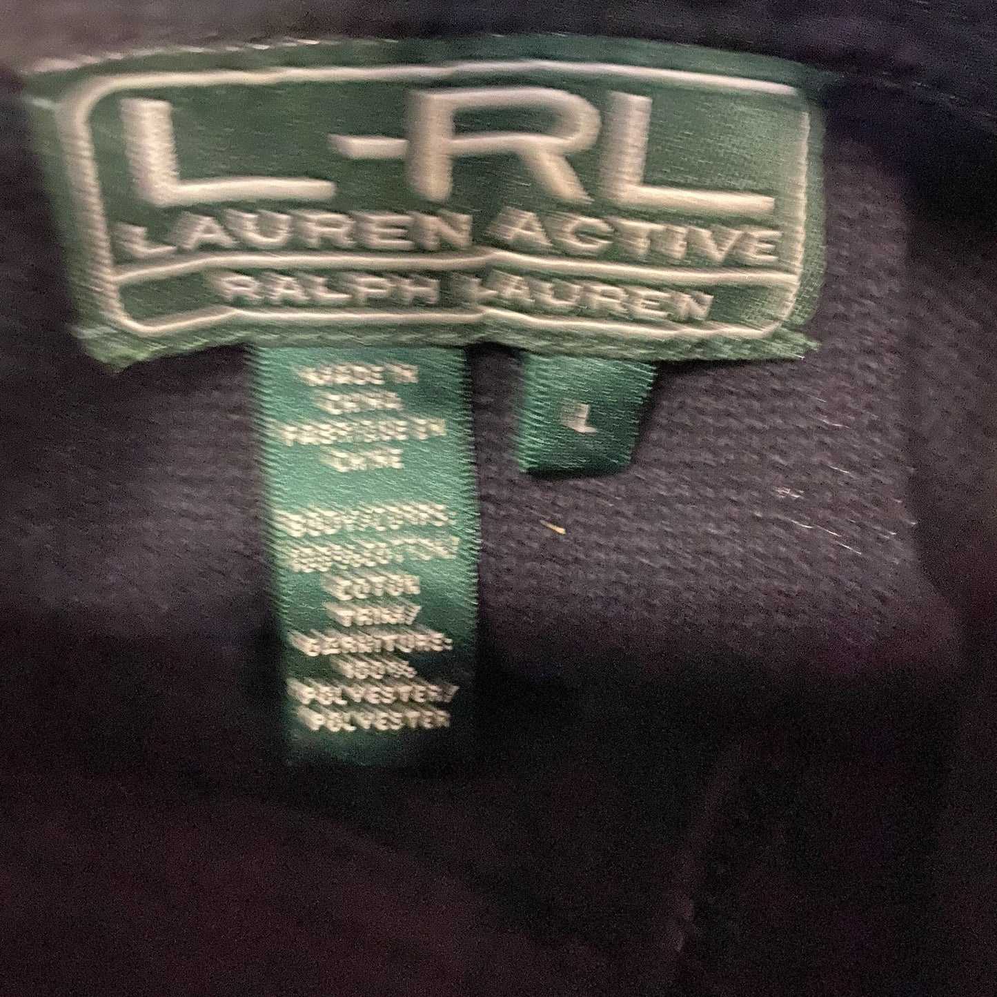 Ralph Lauren Active Jacket Womens Large Black Long Sleeve Mock Neck Double Zip