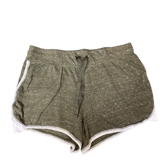 Running Sprinter Shorts Womens L Green Heather Gym Drawstring Waist Dolphin Hem