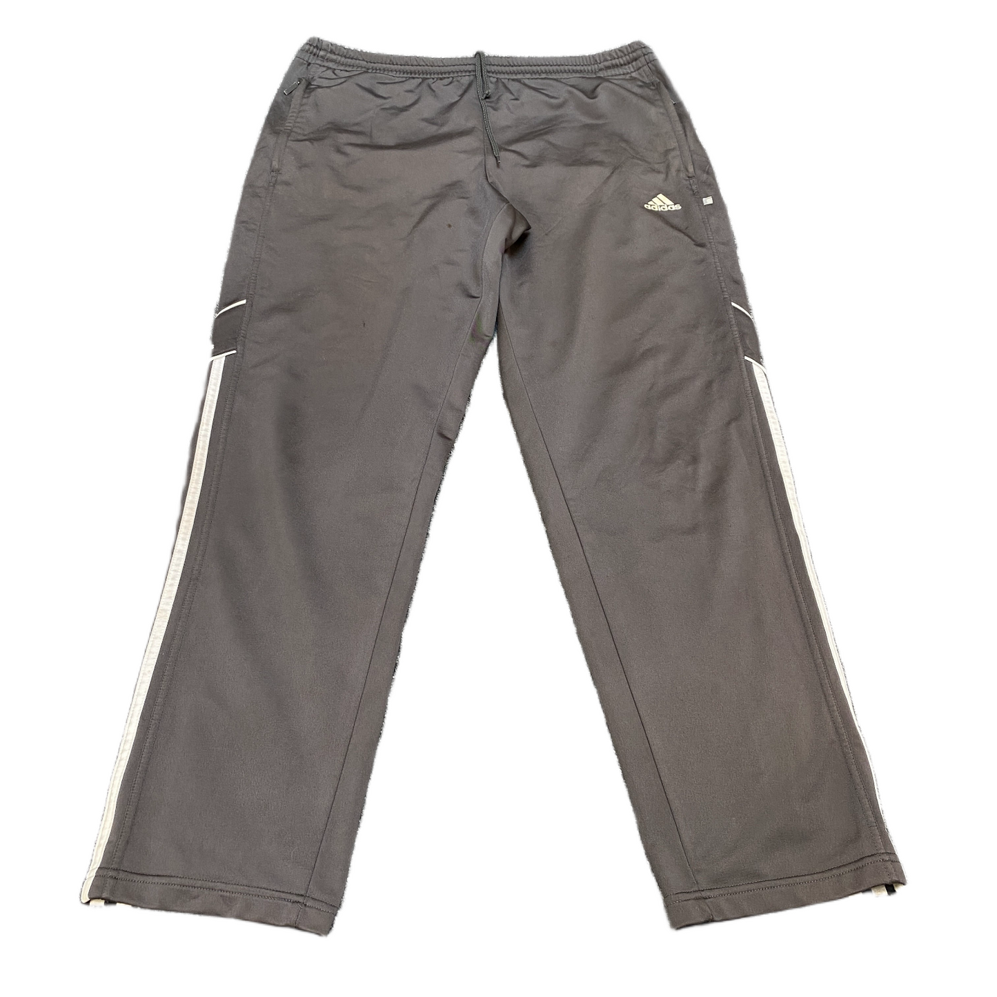 Adidas Joggers Fits as Mens 38" Waist Grey White 3-Stripes Drawstring Trousers