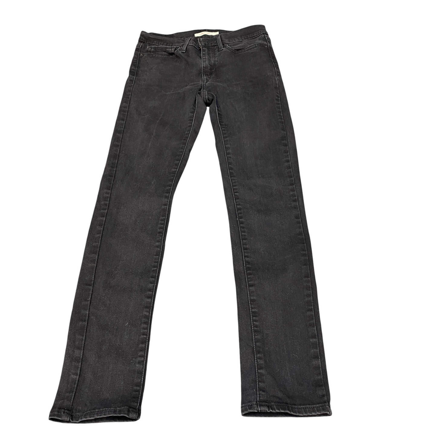 Levi's Jeans Womens 27" Waist Black Denim Stretch Flat Front Slimming Skinny Leg