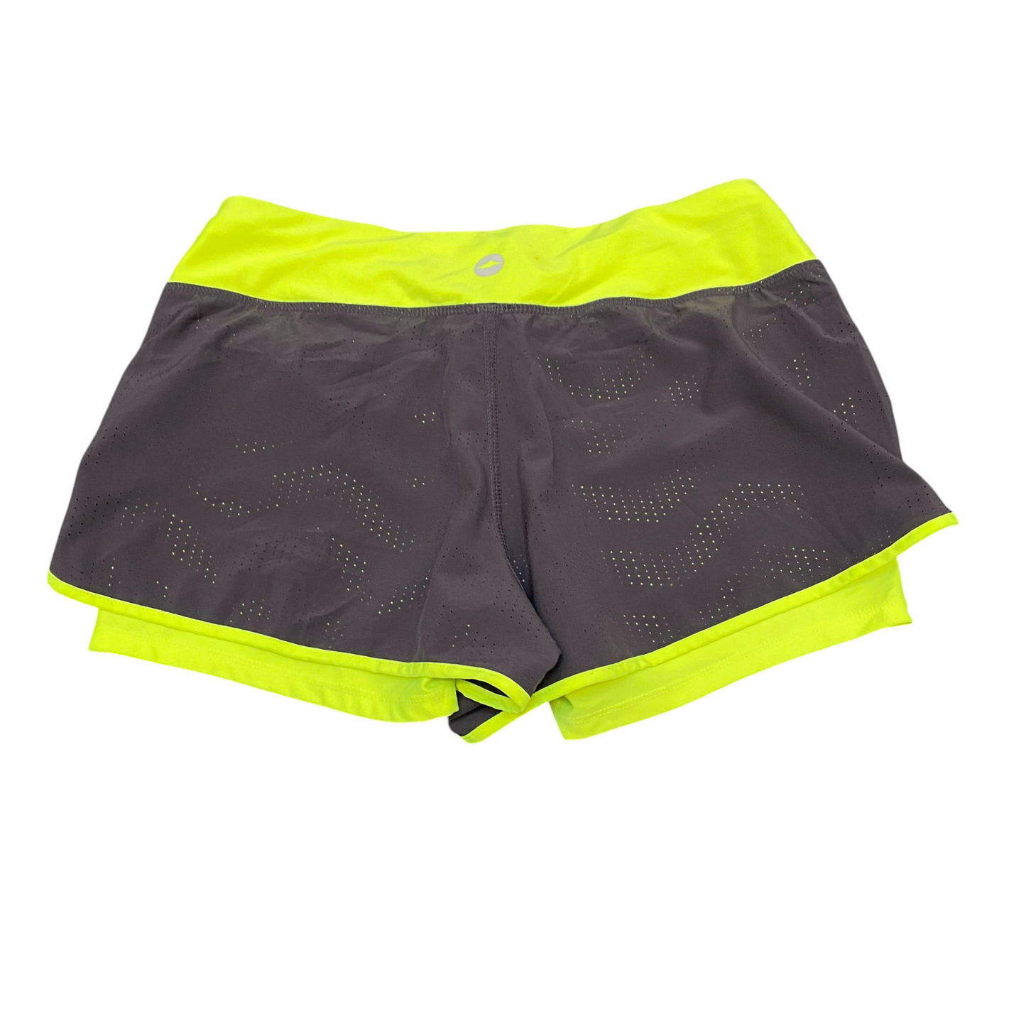 Running Sprinter Shorts Womens Small Grey Green Brief Liner High Waist Drawstrin