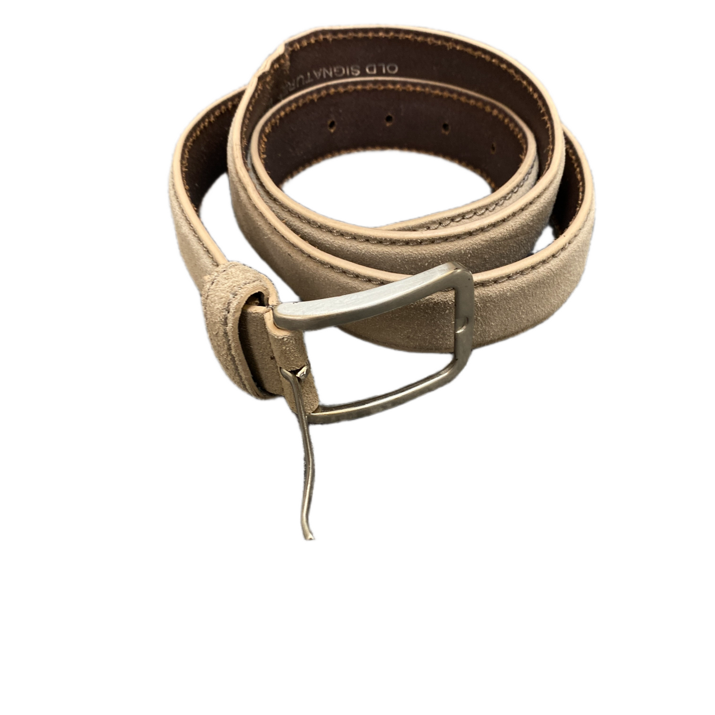 Vera Pelle Waist Belt Mens Beige Suede Leather Silver Pin Buckle 42 inches