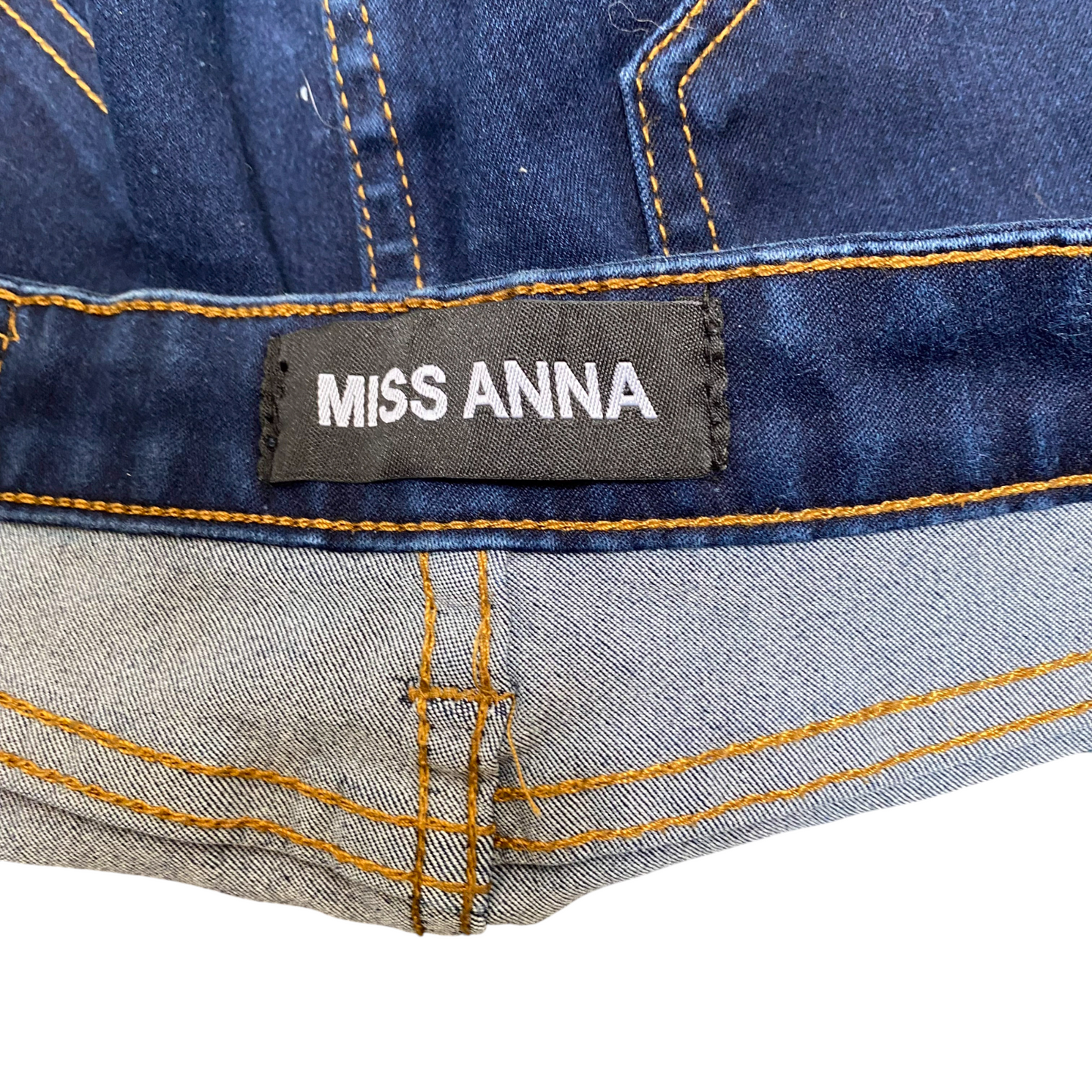 Miss Anna Jeans Skirt Womens L Blue Denim Casual 5 Pocket Design Crystal Button