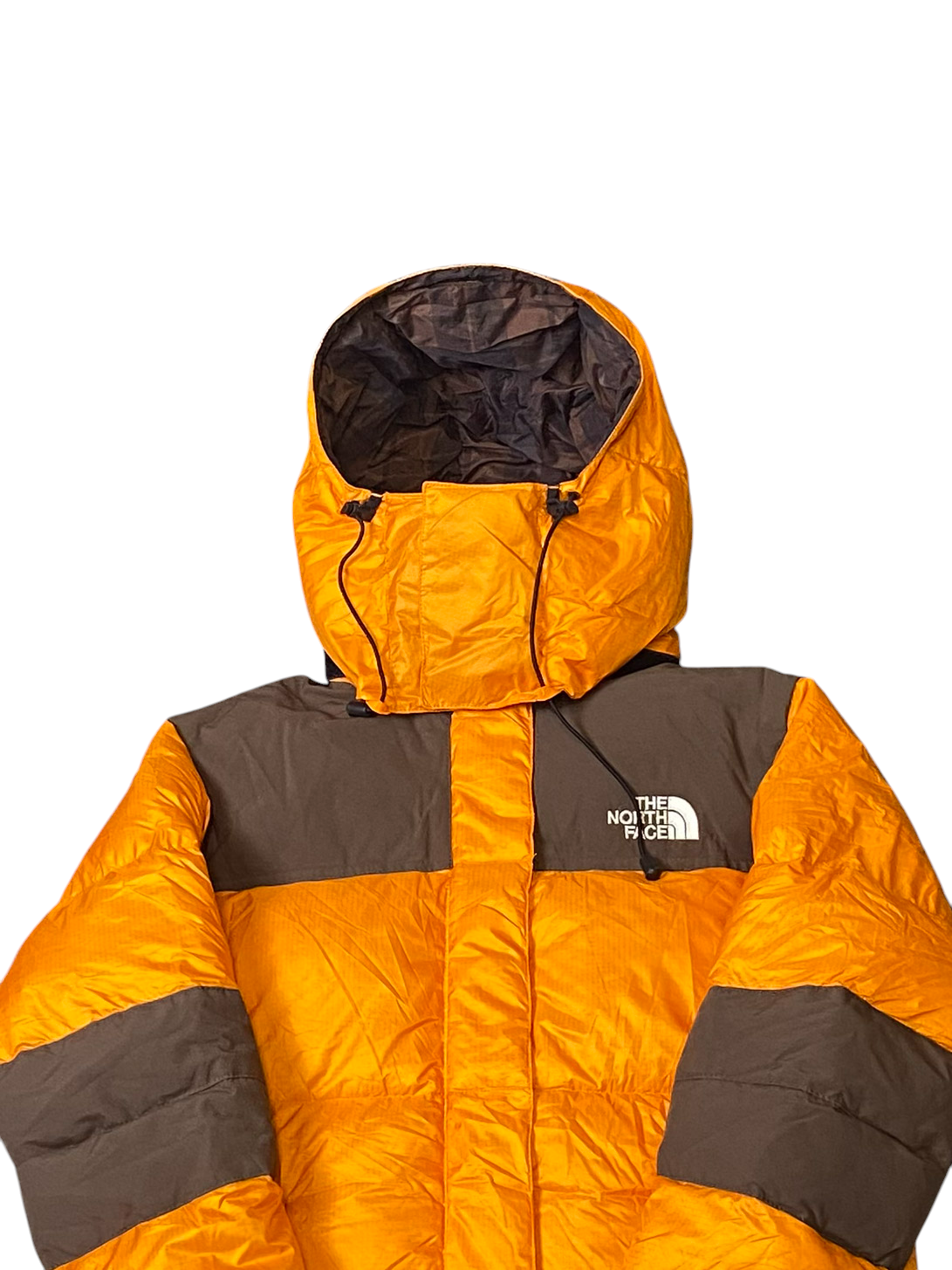 The North Face Nuptse 800 Down Puffer Jacket Men Small Orange Softshell Full Zip