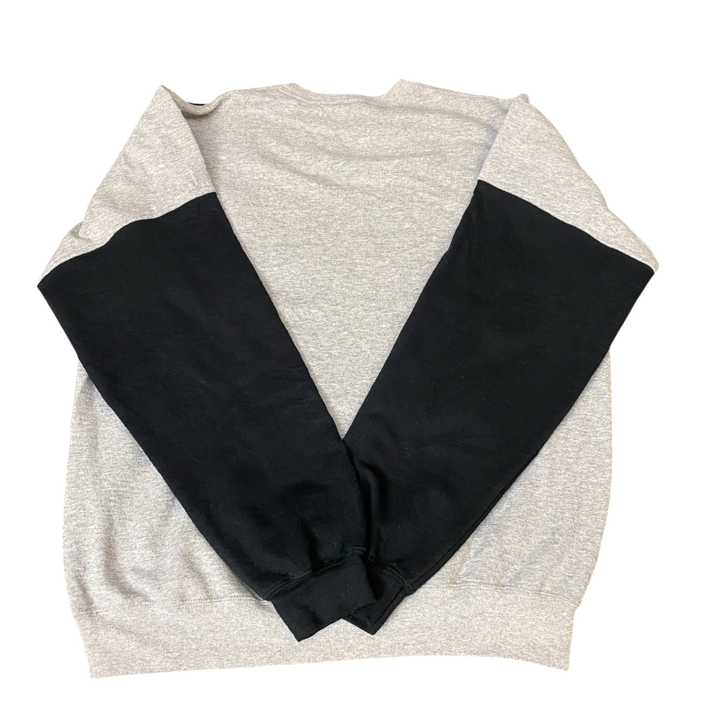 Nike Reworked Sweatshirt Mens Large Black Grey Embroidered Spellout Logo Vtg Y2K