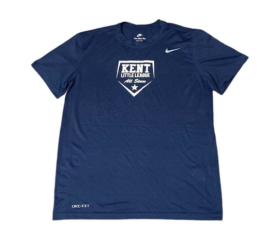 Nike Activewear Tee Shirt Men's Medium Blue Dri-Fit Kent Little League All Stars