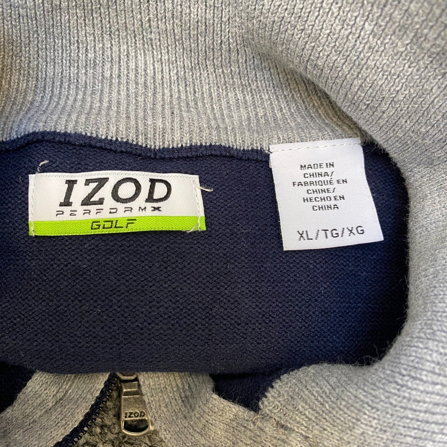 Izod Golf 1/4 Zip Pullover Mens XL Navy Stretch Performance Elbow Patch Sleeve