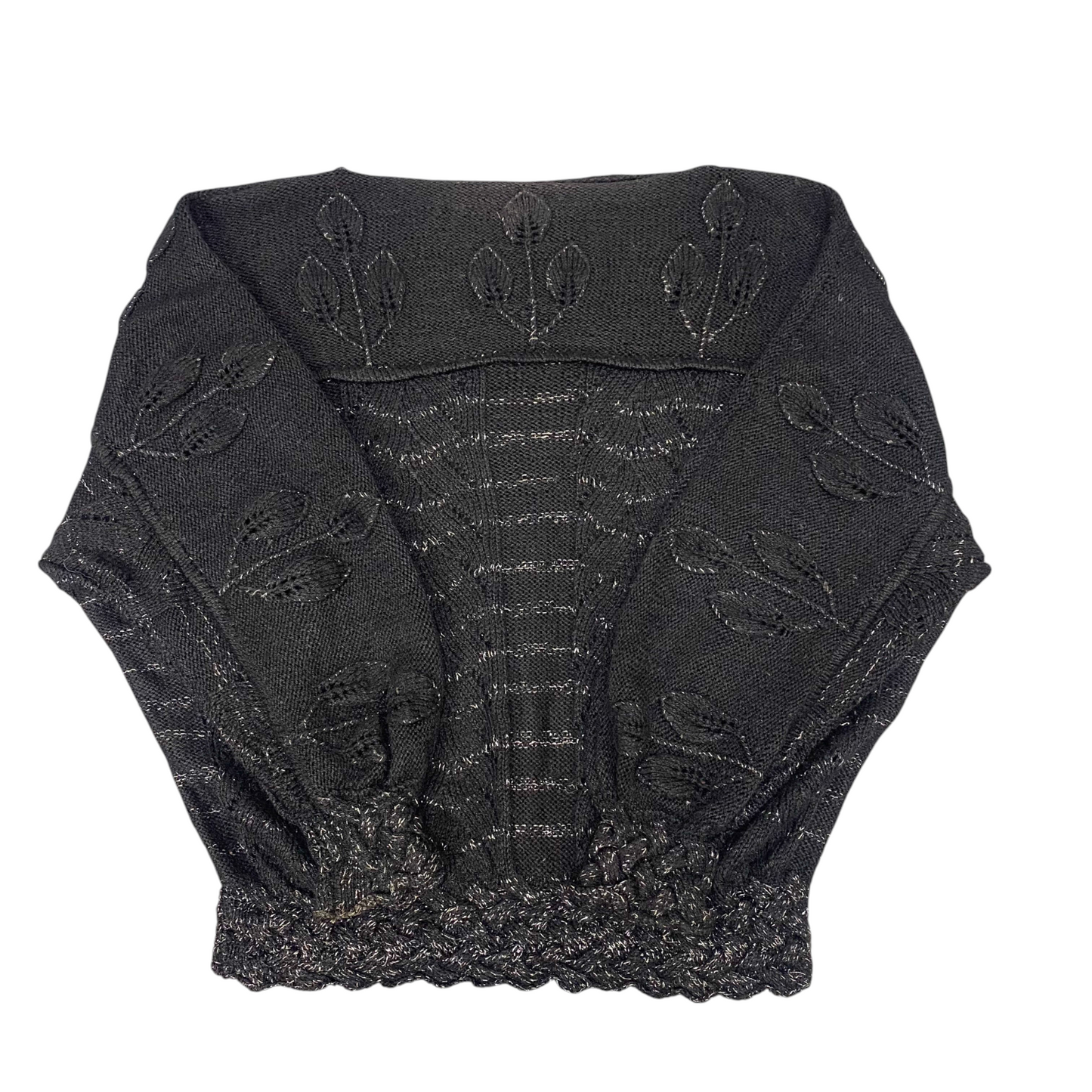 Womens Jumper XXL Black Knitted Floral Long Sleeve Crew Neck Loose Fit Pullover