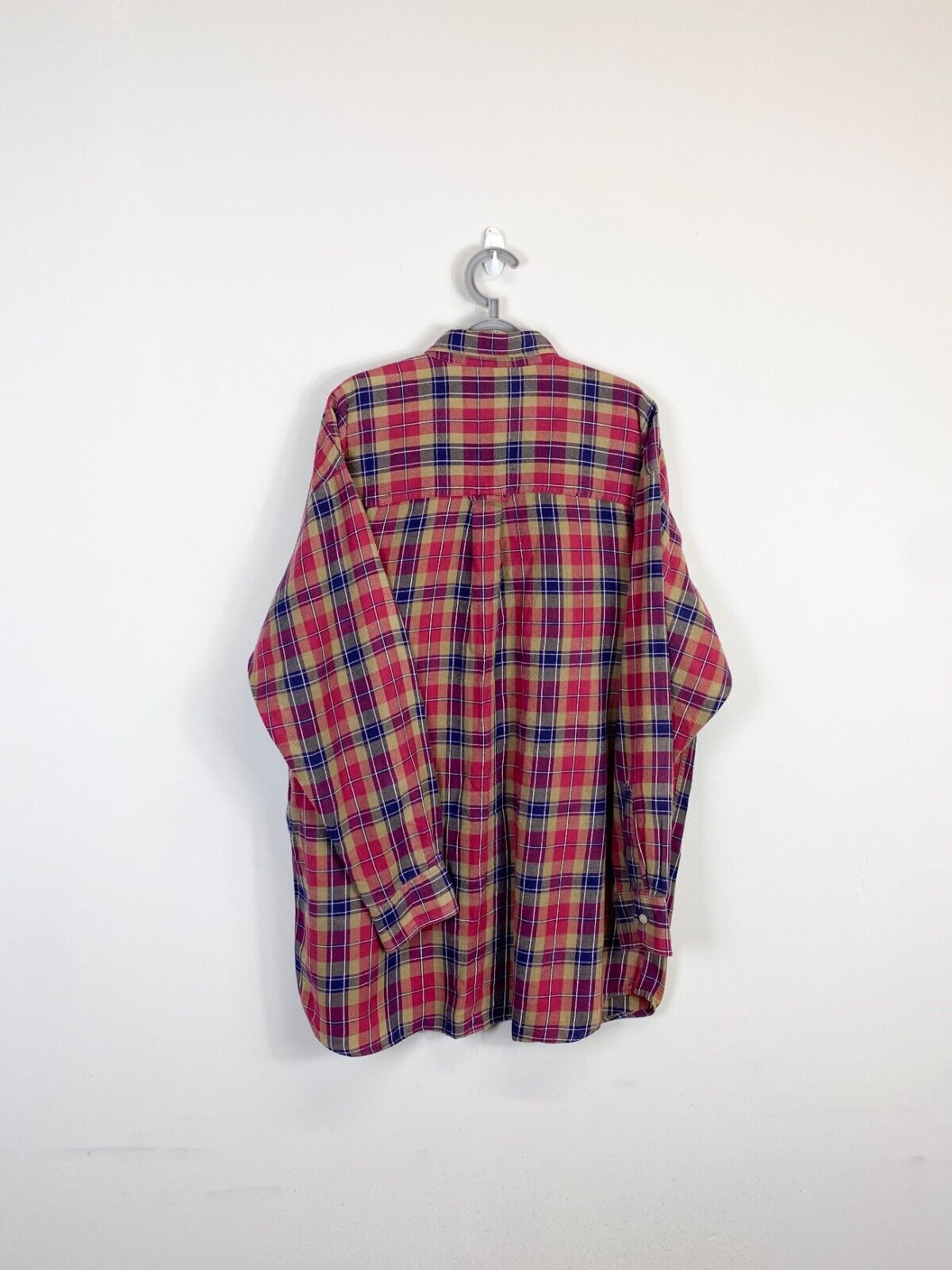 Chaps Shirt Mens Large Red Plaid Cotton Logo Tag Long Sleeve Casual Button Down