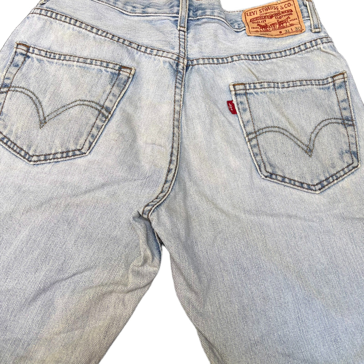 Levi's 550 Shorts Fits as Mens Small 29" Waist Blue Denim Light Wash Relaxed Fit